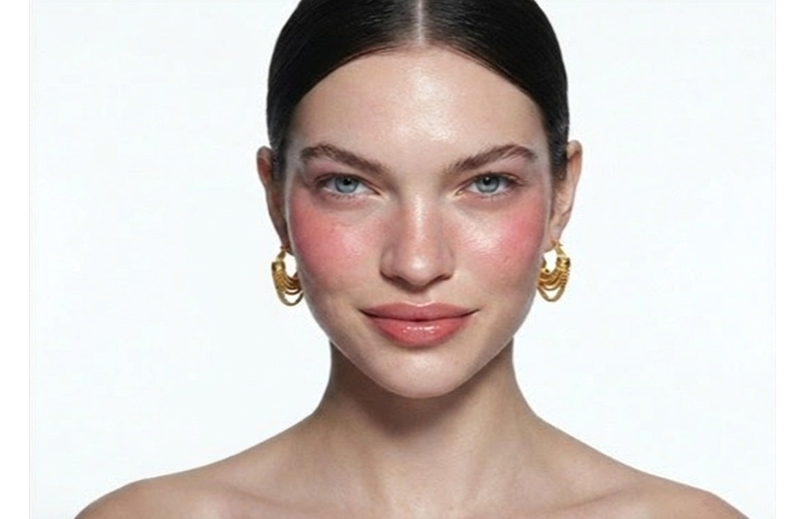 Half-moon earrings with an 18K gold-plated chain.