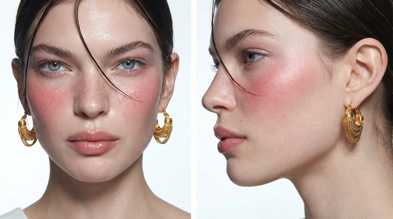 Sculptural Tiered Half-Moon Earrings - Lightweight 18K Gold Finish