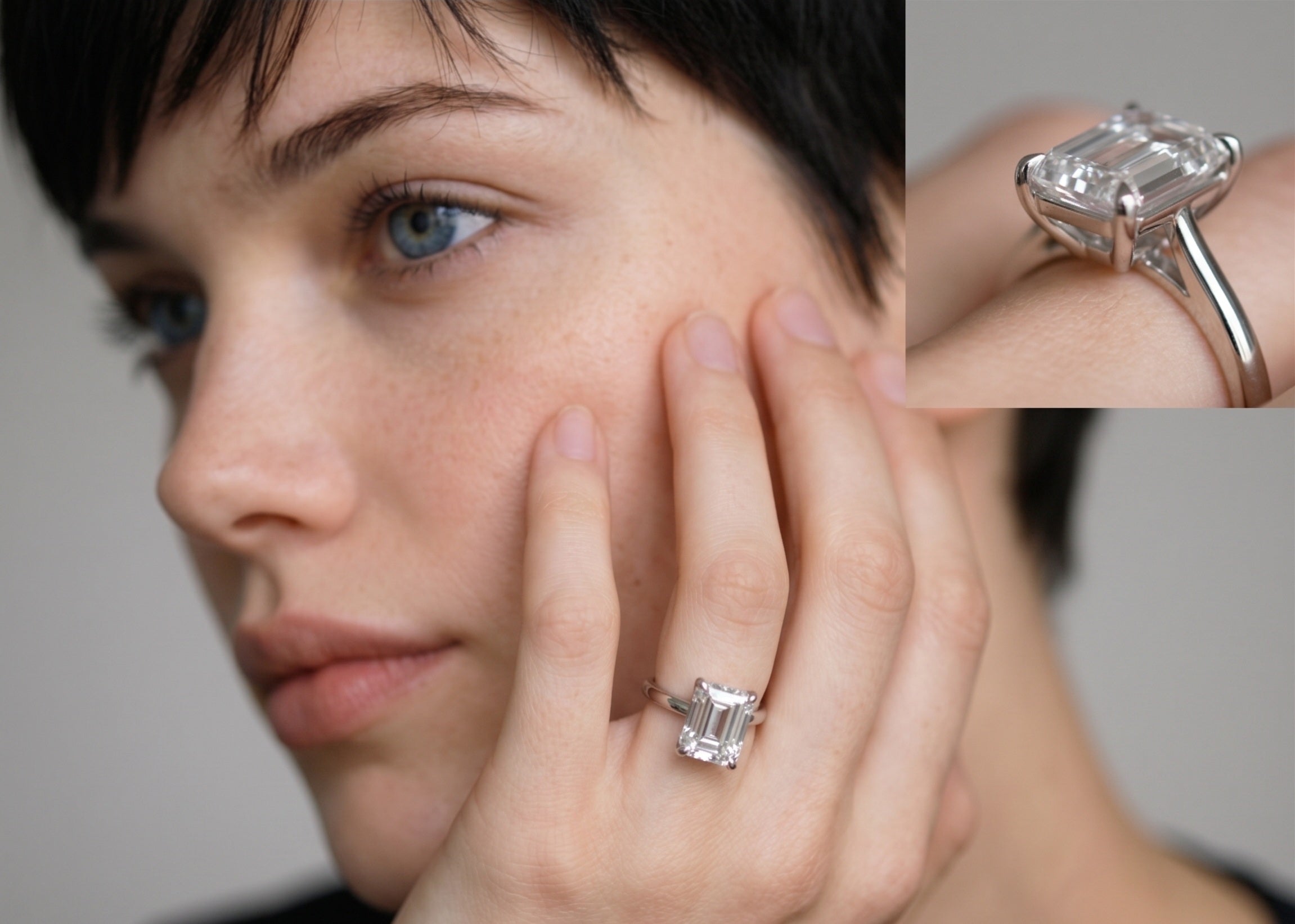 Emerald-Cut Moissanite Engagement Ring – Four Prong Setting