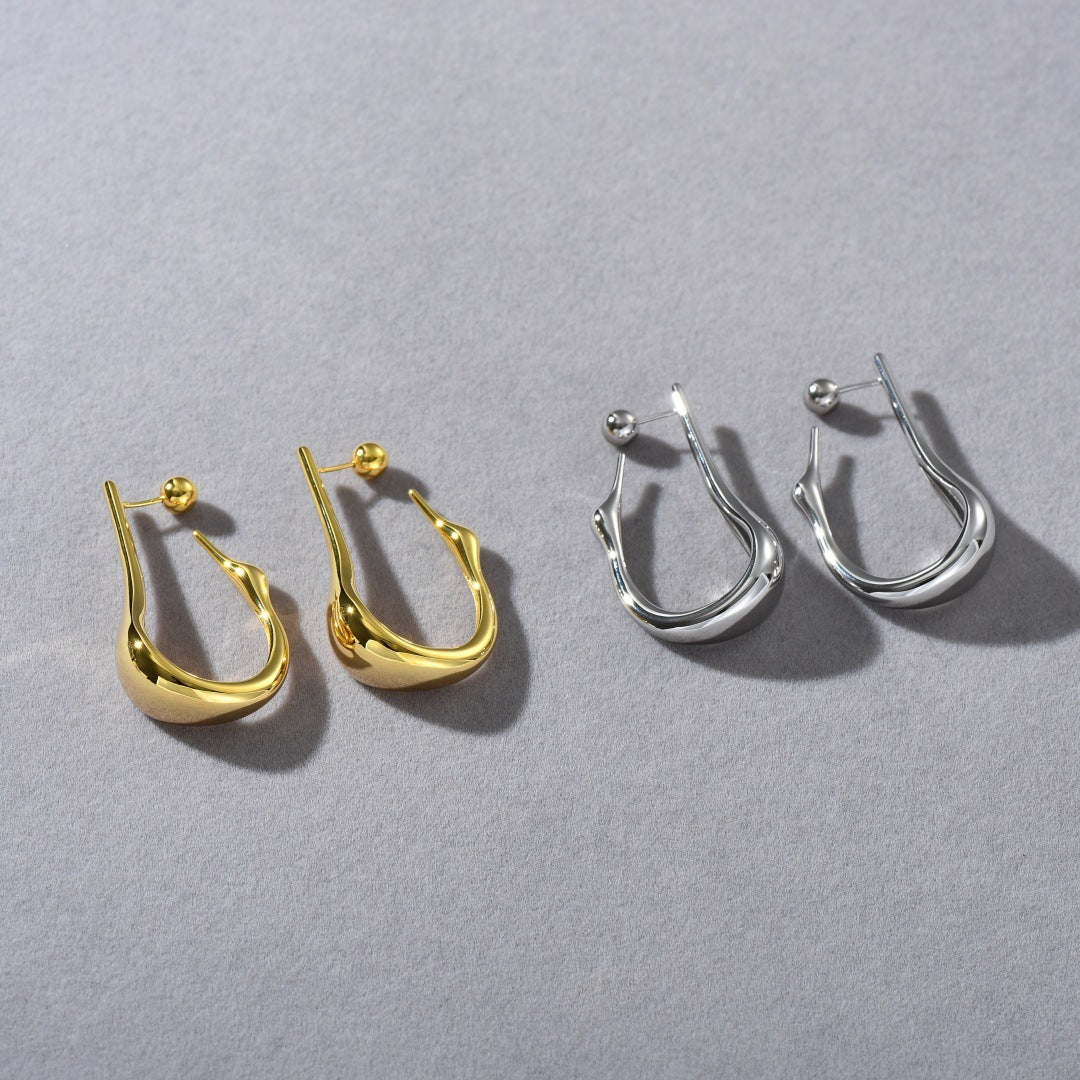 Gold Plated Sterling Silver Studs – Geometric Irregular Lines