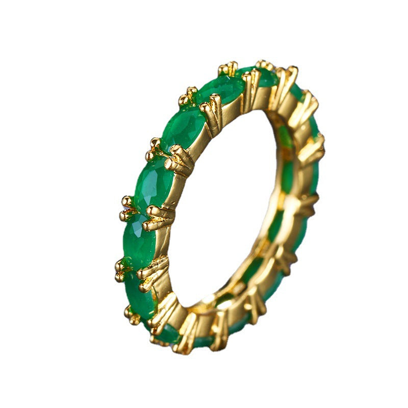 Gold-Plated T-Square Ring – Multi-Color Statement