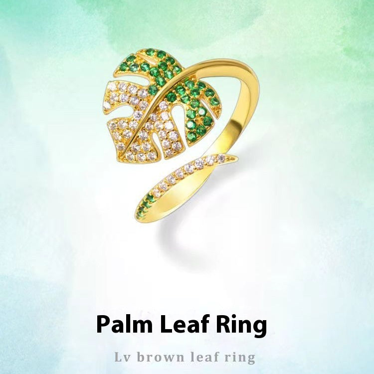 Silver Leaf Blossom Open Ring – Women’s Adjustable