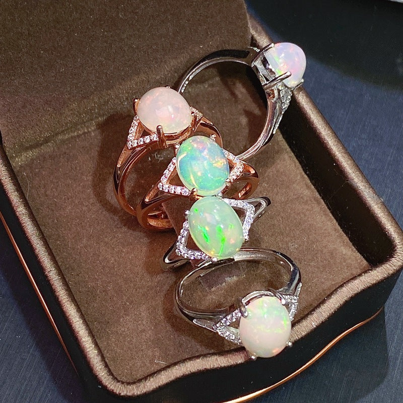 925 Silver Australian Opal Ring – Adjustable Women’s