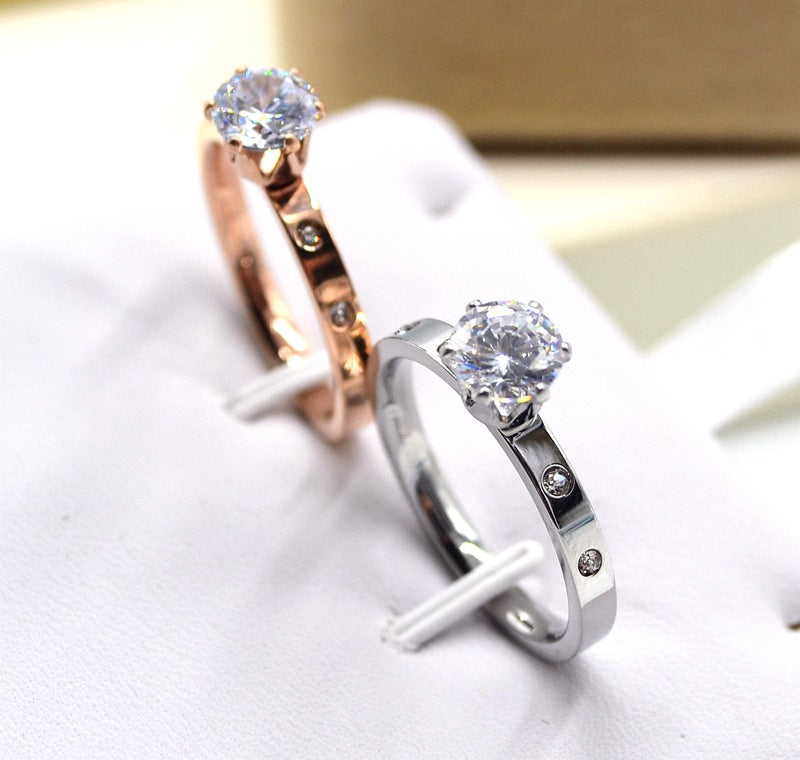4-Stone Diamond Ring – Rose Gold & Silver