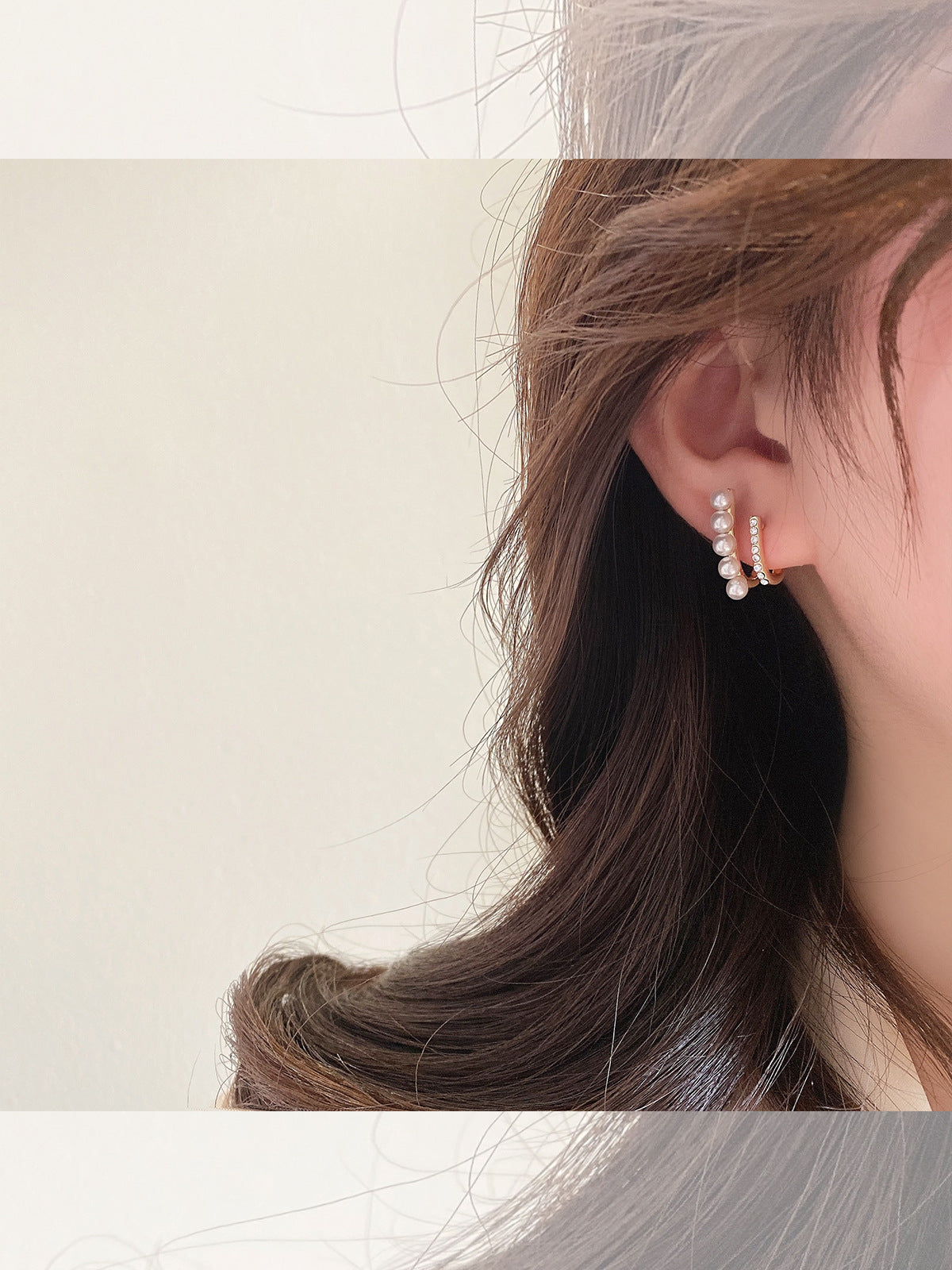 French Pearl Fantasy Stud Earrings – Vintage Geometric