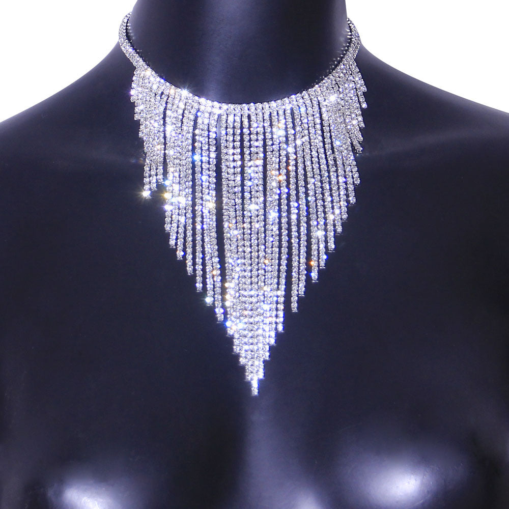 Double Row Rhinestone Necklace – Gold & Silver