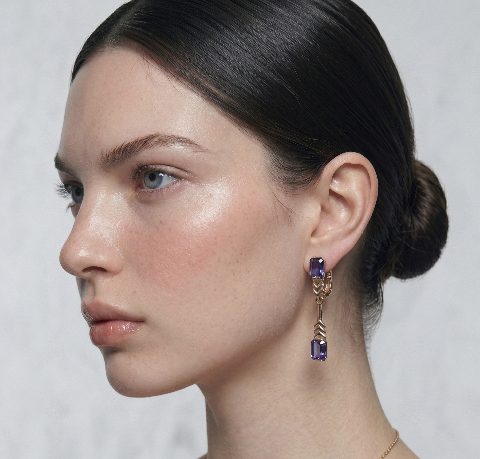 Sun & Moon Amethyst Jewelry Set — Rose Gold Earrings & Ring