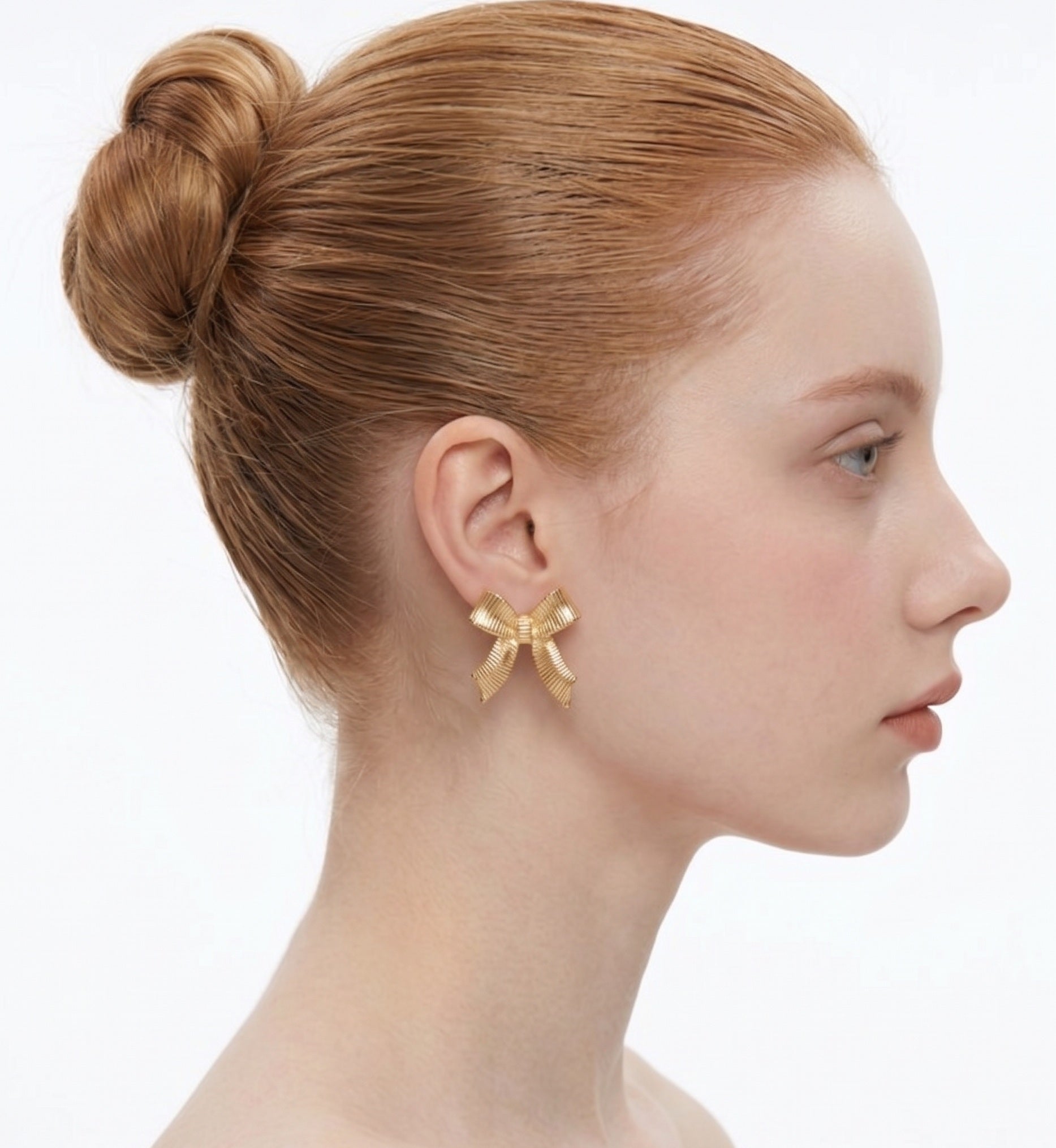 Gold Bow Stud Earrings — Feminine Minimalist Luxury