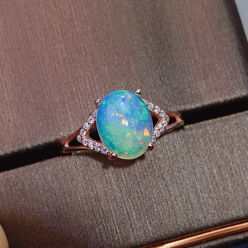925 Silver Australian Opal Ring – Adjustable Women’s