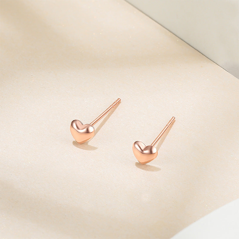 18K Gold Heart Stud Earrings