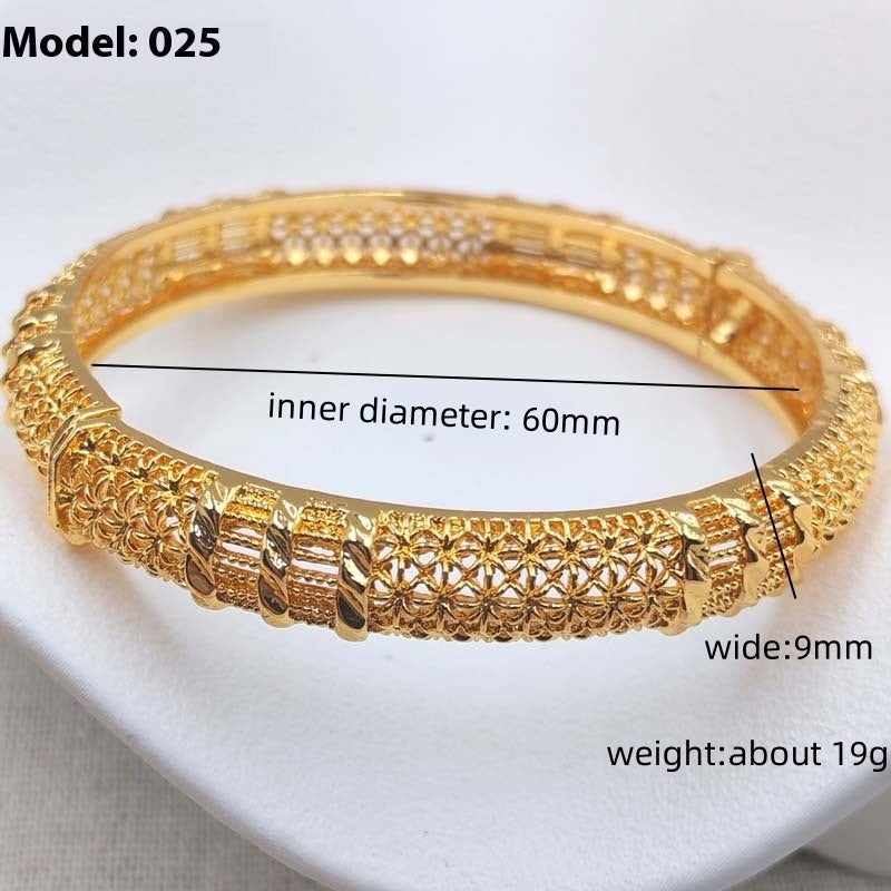 Gold Floral Bangle Bracelet