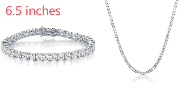 18K White Gold Plated Tennis Necklace - Luxury Zircon Statement Piece