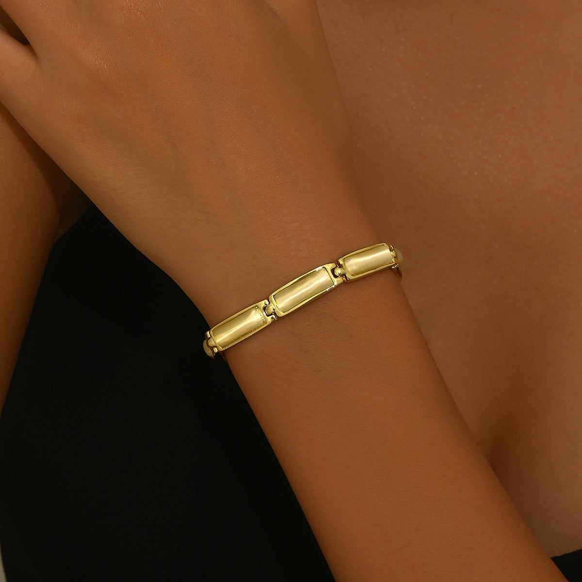 Gold Bamboo Bracelet - Luxury Minimalist Statement Bangle