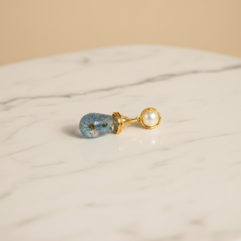 Dried Flower Water Drop Resin Earrings