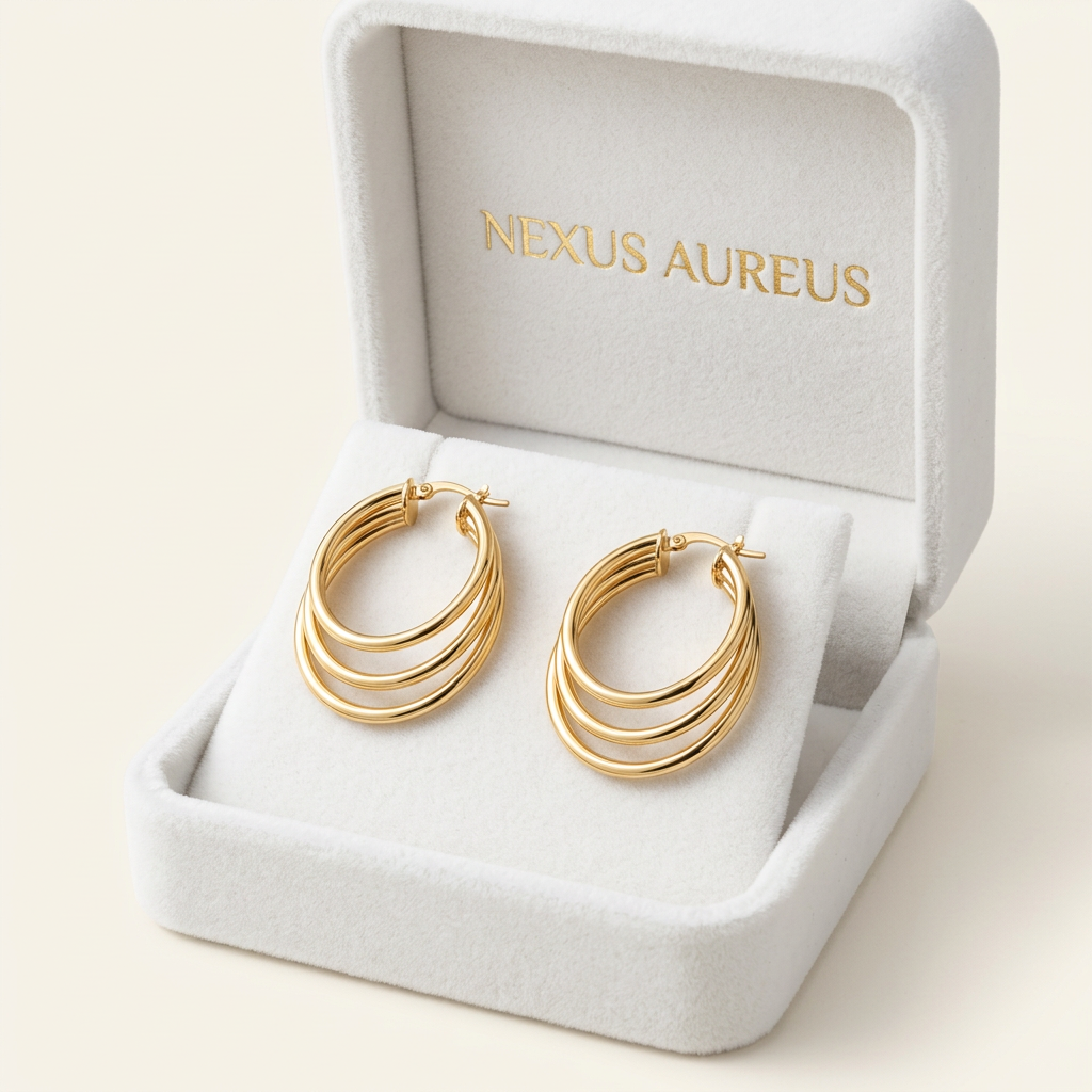 Brincos na caixa de veludo Nexus Aureus