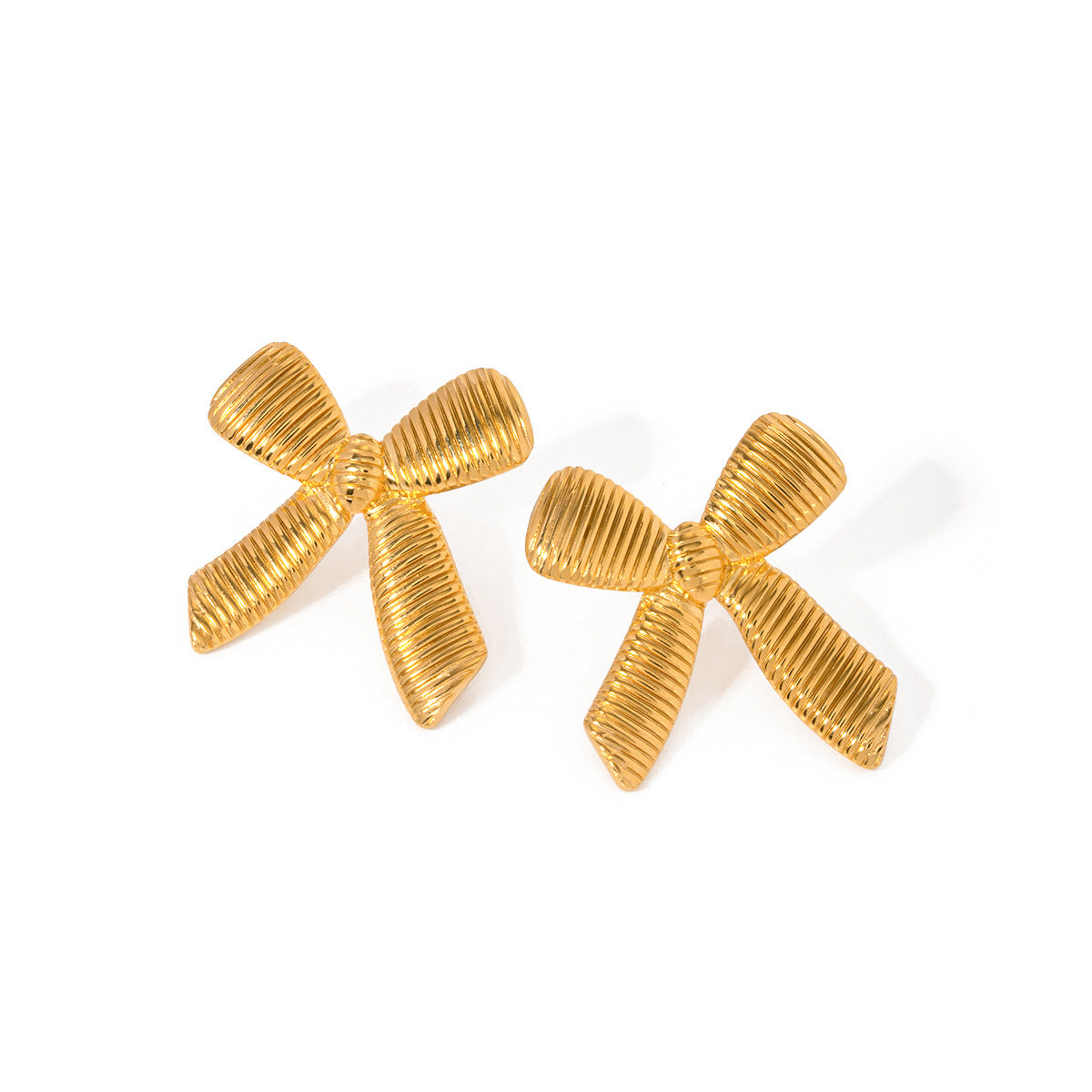 Gold Bow Stud Earrings - Luxury Minimalist Statement Piece