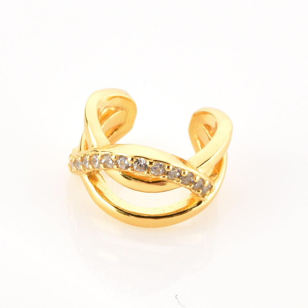 U-Shape Wave Ear Cuff – 925 Sterling Silver, 18K Gold & Platinum, Japanese Korean Style