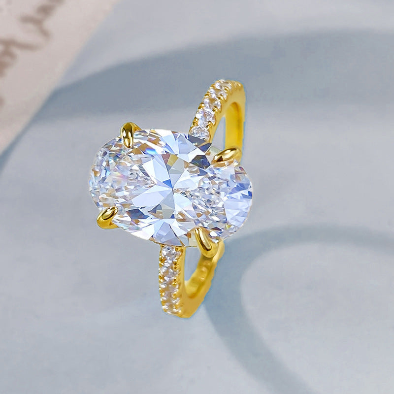 925 Silver Oval Solitaire Ring – Gold Plated