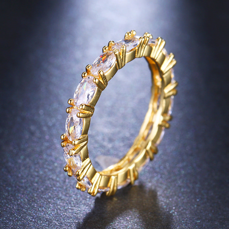 Gold-Plated T-Square Ring – Multi-Color Statement