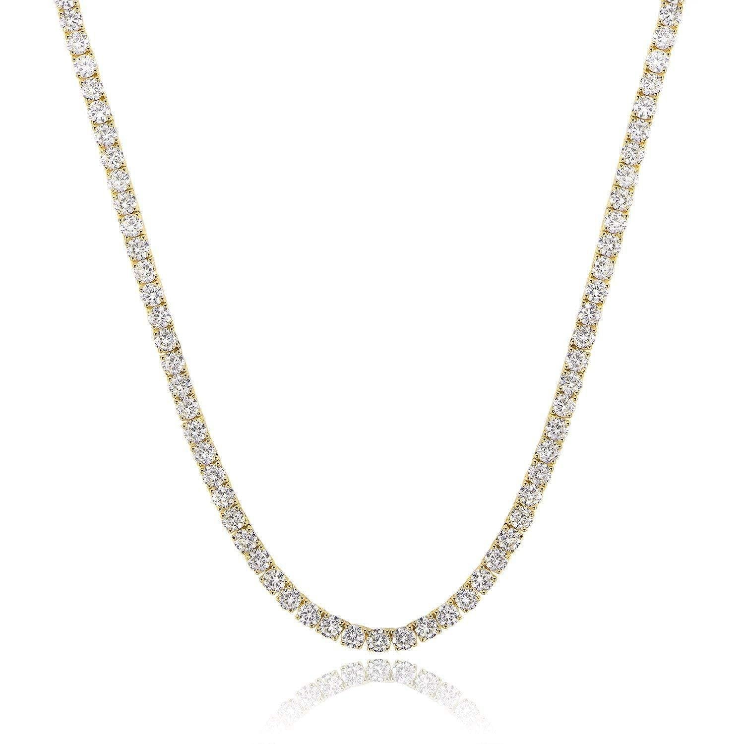 18K White Gold Plated Tennis Necklace - Luxury Zircon Statement Piece