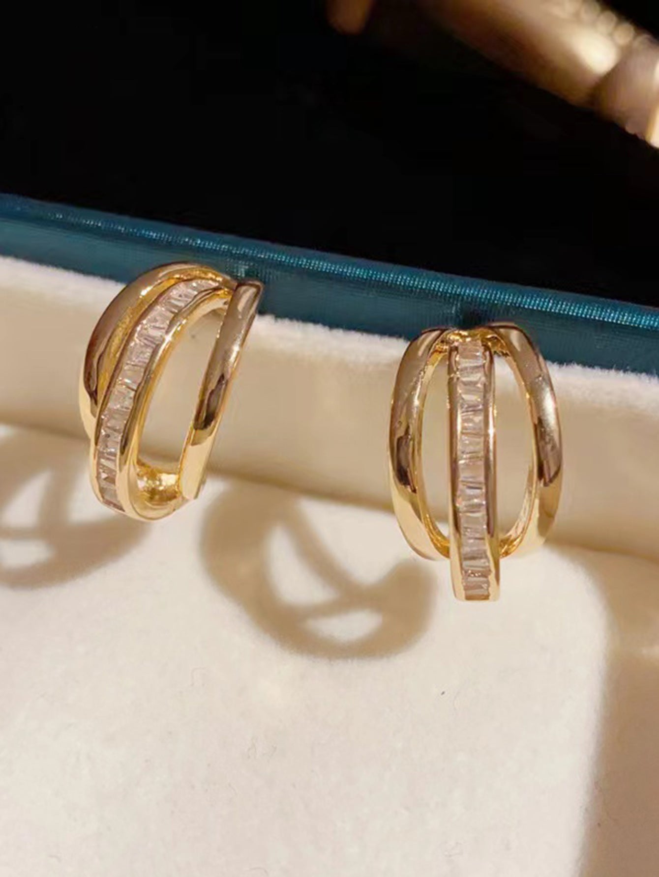 925 Silver Zircon C-Ring Earrings