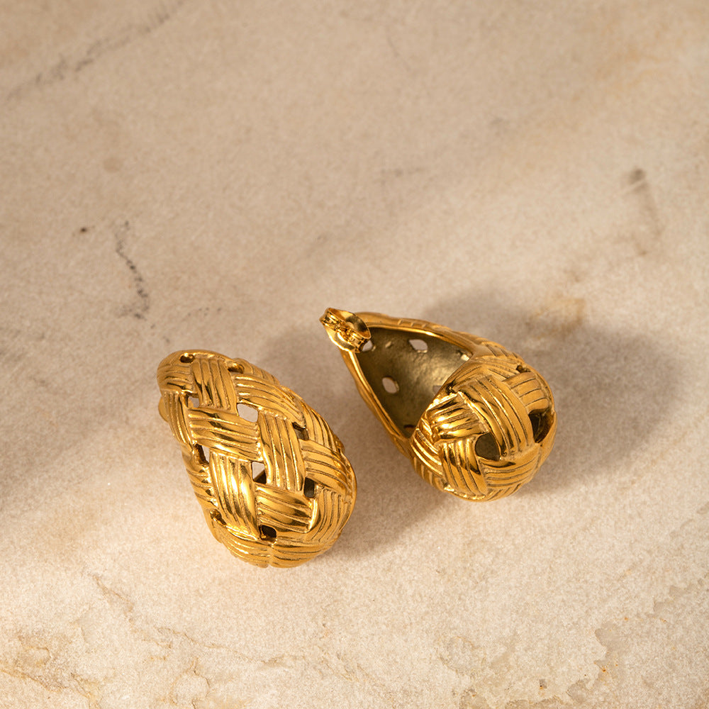 Woven Gold Set – Drop Earrings & Ring