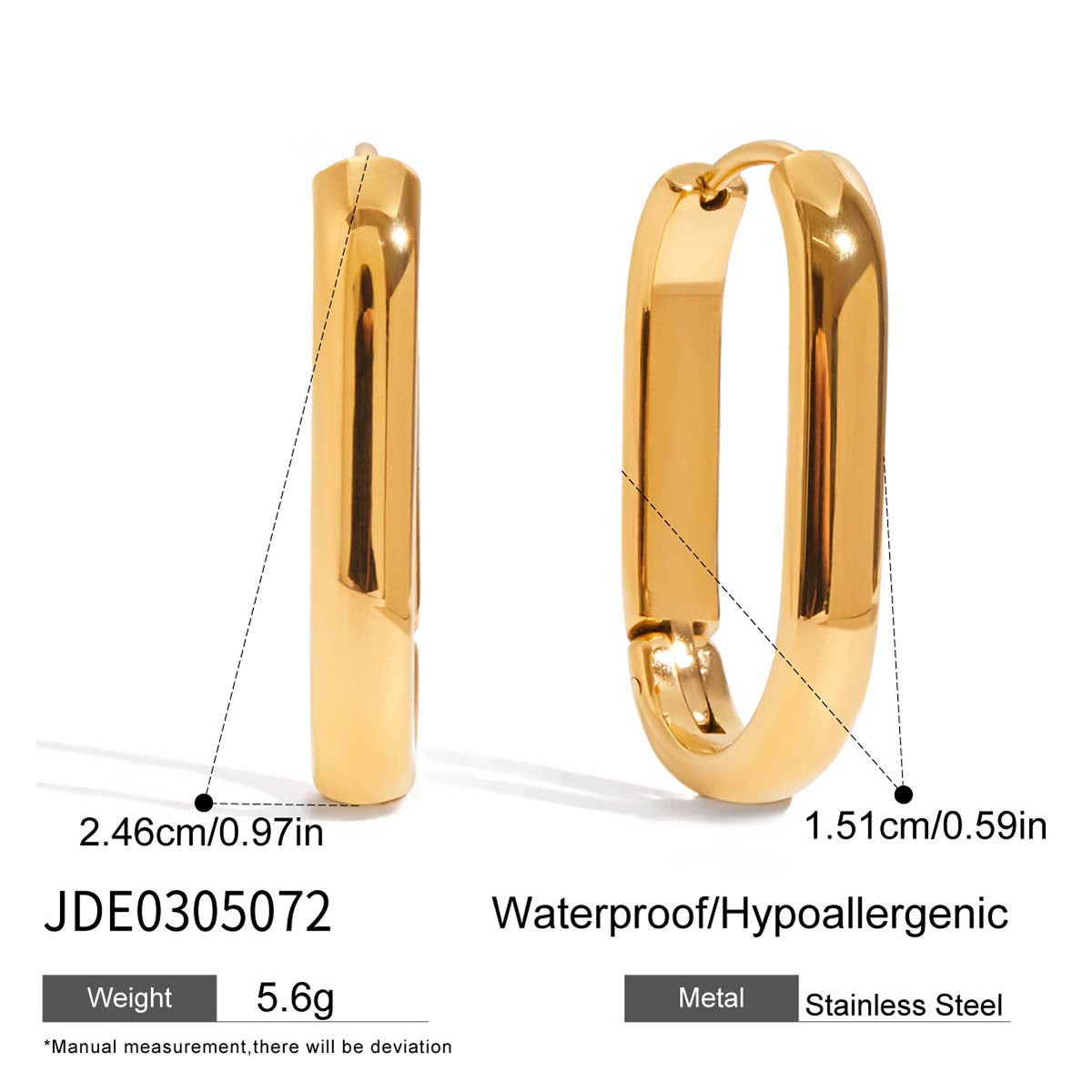 Gold Ellipse Earrings – 18K Plated Statement