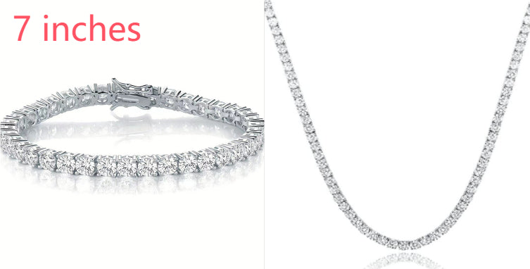 18K White Gold Plated Tennis Necklace - Luxury Zircon Statement Piece