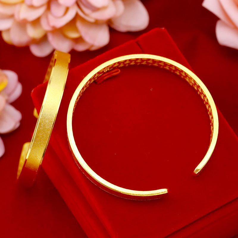 24K Gold Frosted Cuff Bracelet – Retro Geometric Caring Bear, Women's