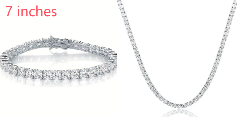 18K White Gold Plated Tennis Necklace - Luxury Zircon Statement Piece