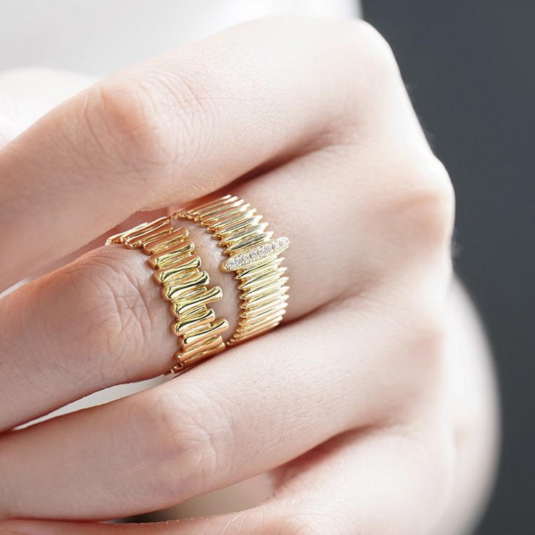 18K Gold-Plated Diamond-Cut Ring – Retro Adjustable