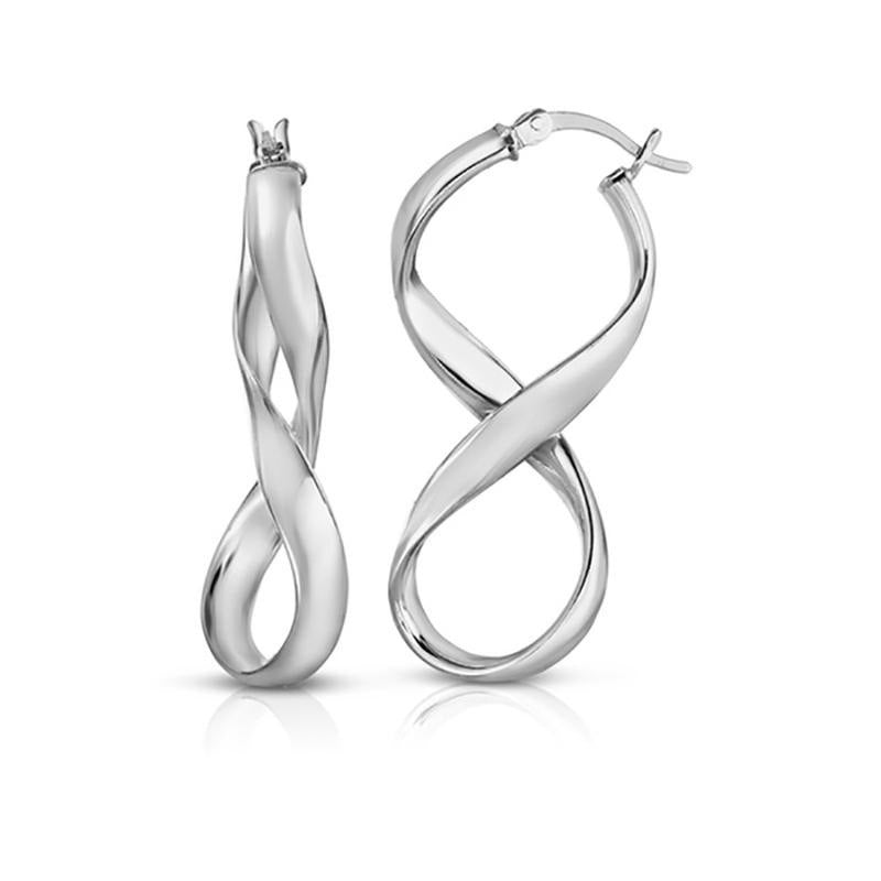 Twisted Line Earrings — Geometric White Electroplated