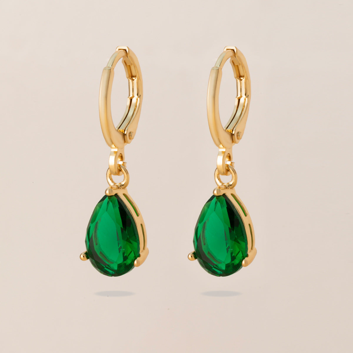 Colorful Zircon Teardrop Earrings – Retro Copper Beveled Studs