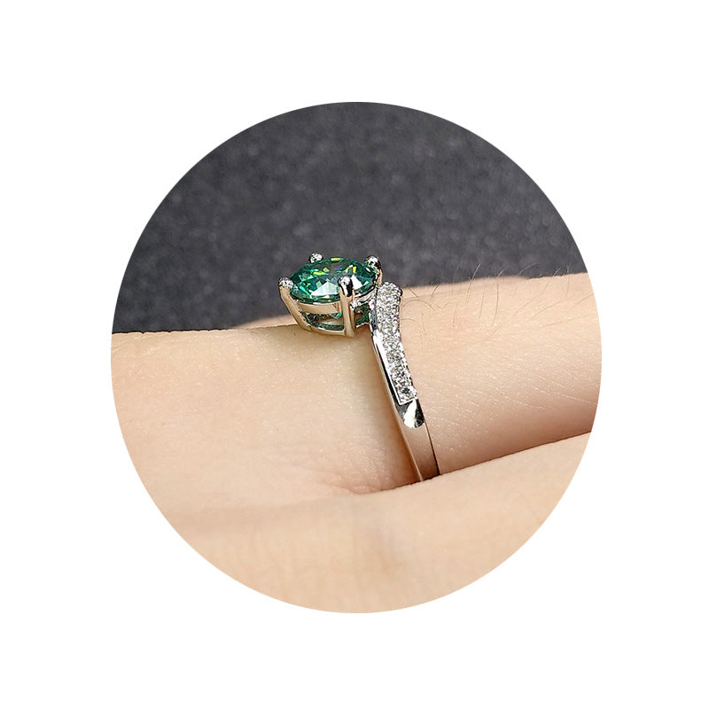 Emerald Moissanite Engagement Ring - Adjustable Green Stone Statement Ring