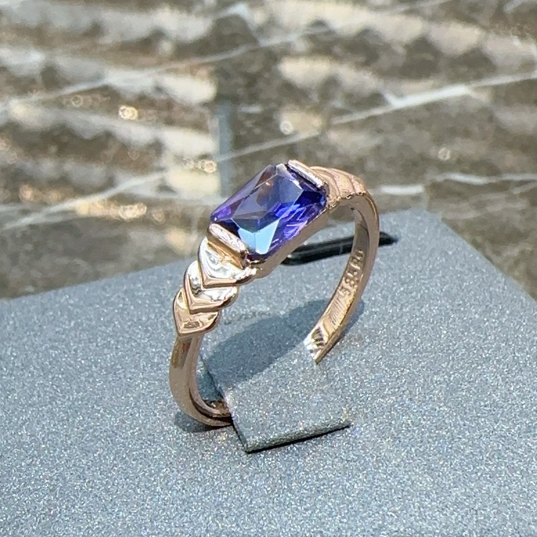 Sun & Moon Amethyst Jewelry Set — Rose Gold Earrings & Ring