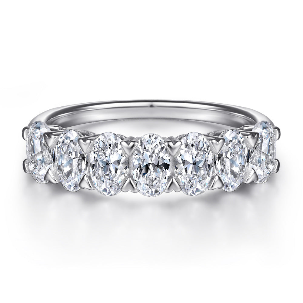 925 Silver Zircon Geometric Band – Women’s White Gold