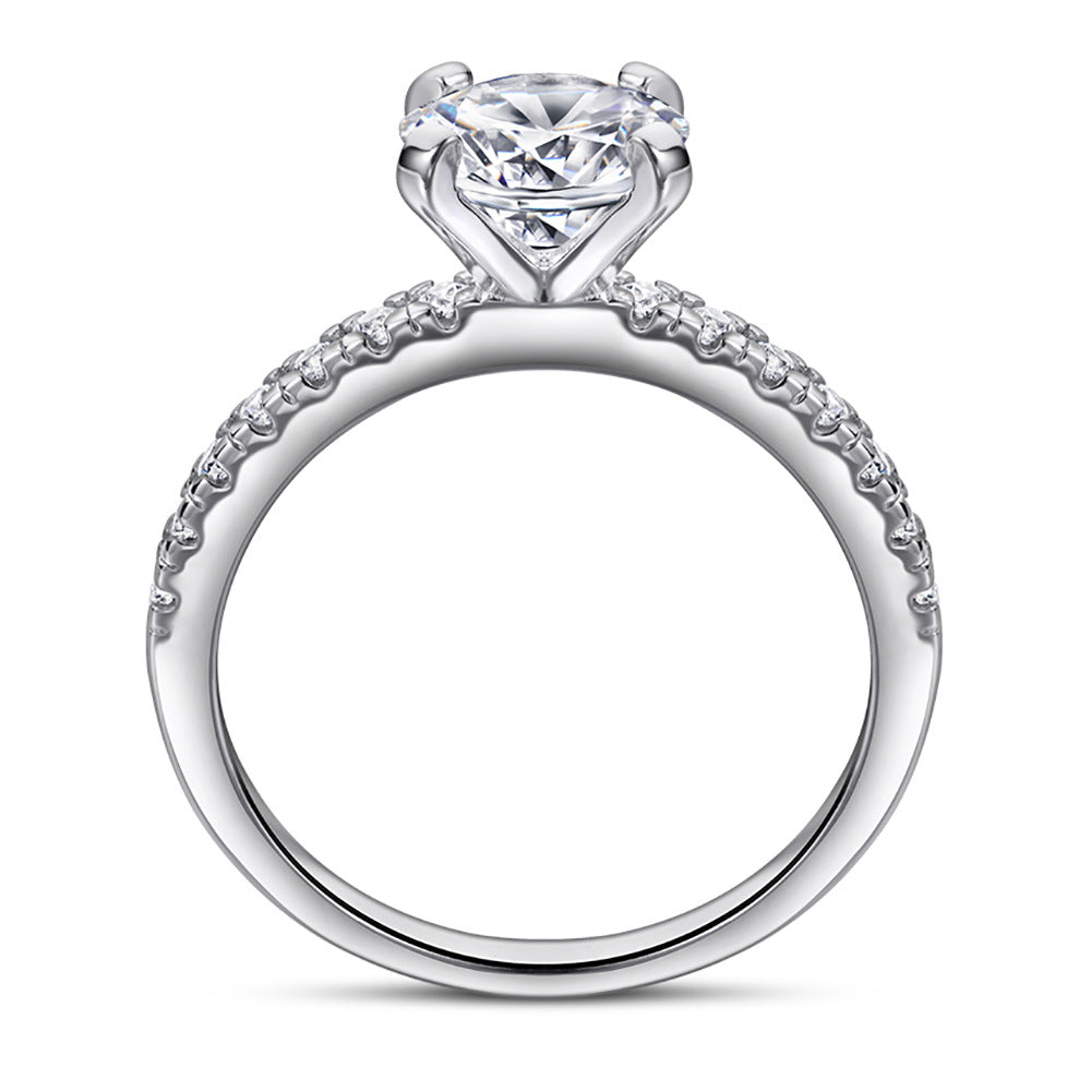 925 Silver Zircon Geometric Ring – White & Rose Gold