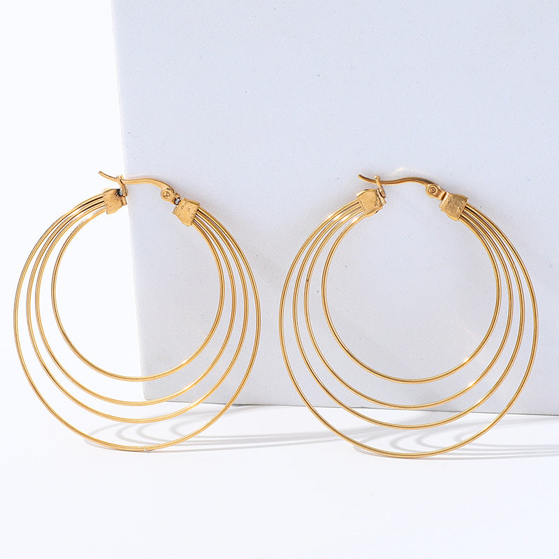 Multi-Layer Gold Hoop Earrings — Geometric Statement Piece