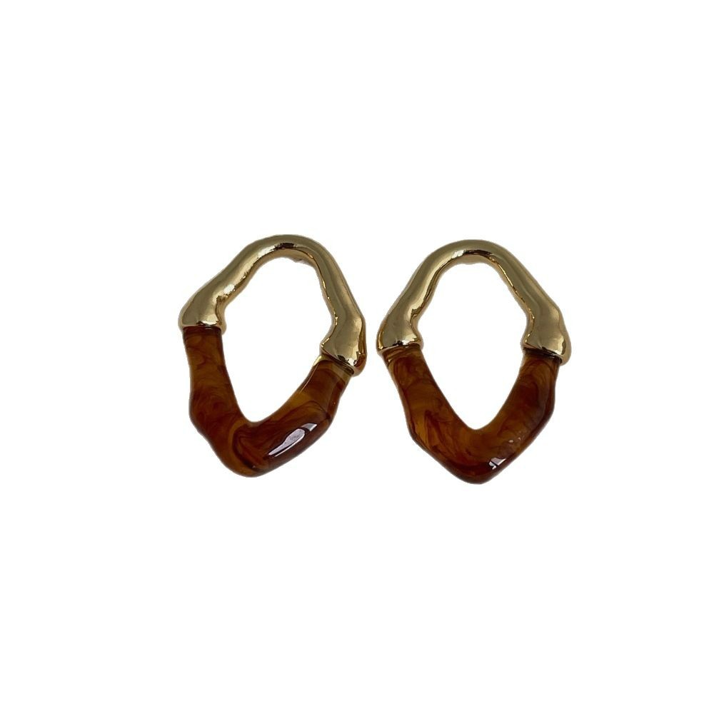 Geometric Square Resin & Metal Hoop Earrings – Polished Acrylic French Style Luxury Earrings for Women