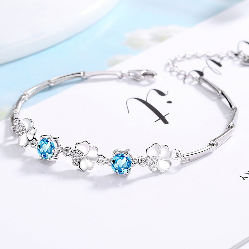Lucky Four-Leaf Clover Couple Bracelet — Sterling Silver