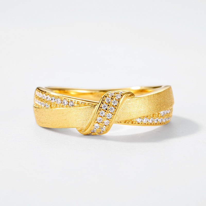 10K Gold Plated Textured Band Ring - Minimalist Luxury Statement Piece