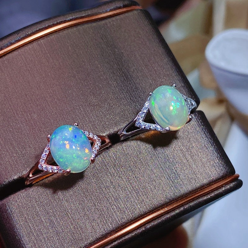 925 Silver Australian Opal Ring – Adjustable Women’s