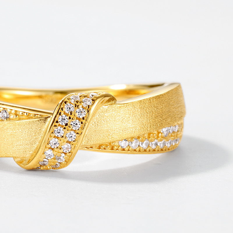 10K Gold Plated Textured Band Ring - Minimalist Luxury Statement Piece