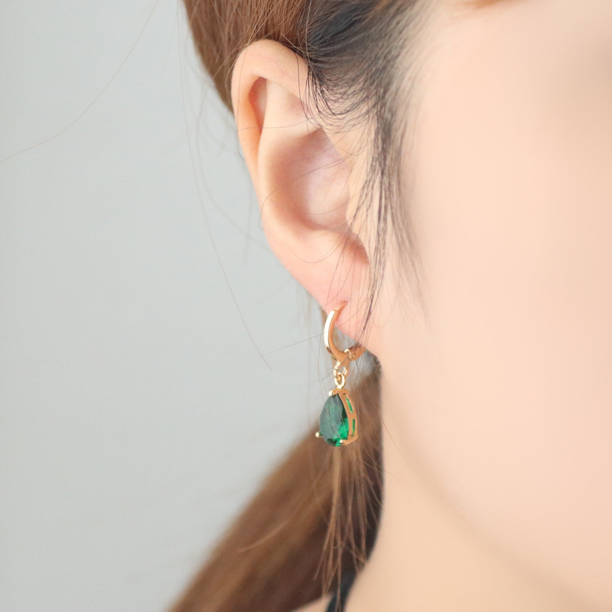 Colorful Zircon Teardrop Earrings – Retro Copper Beveled Studs