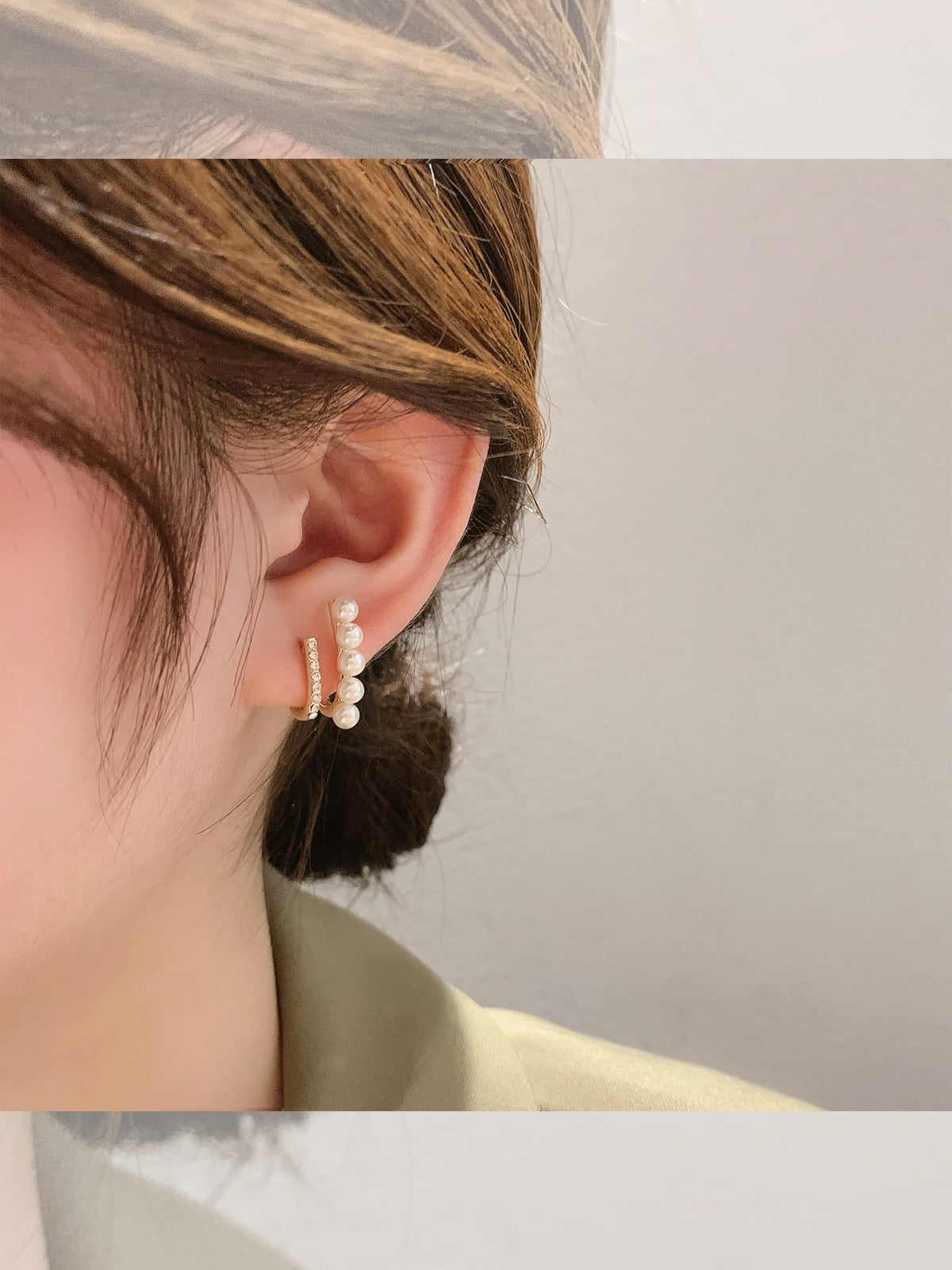 French Pearl Fantasy Stud Earrings – Vintage Geometric