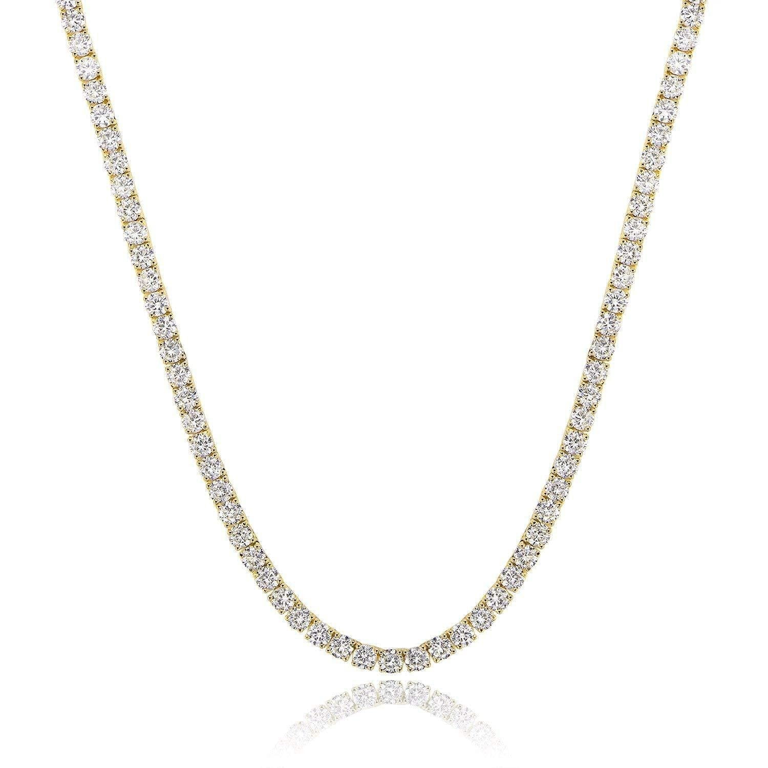 18K White Gold Plated Tennis Necklace - Luxury Zircon Statement Piece