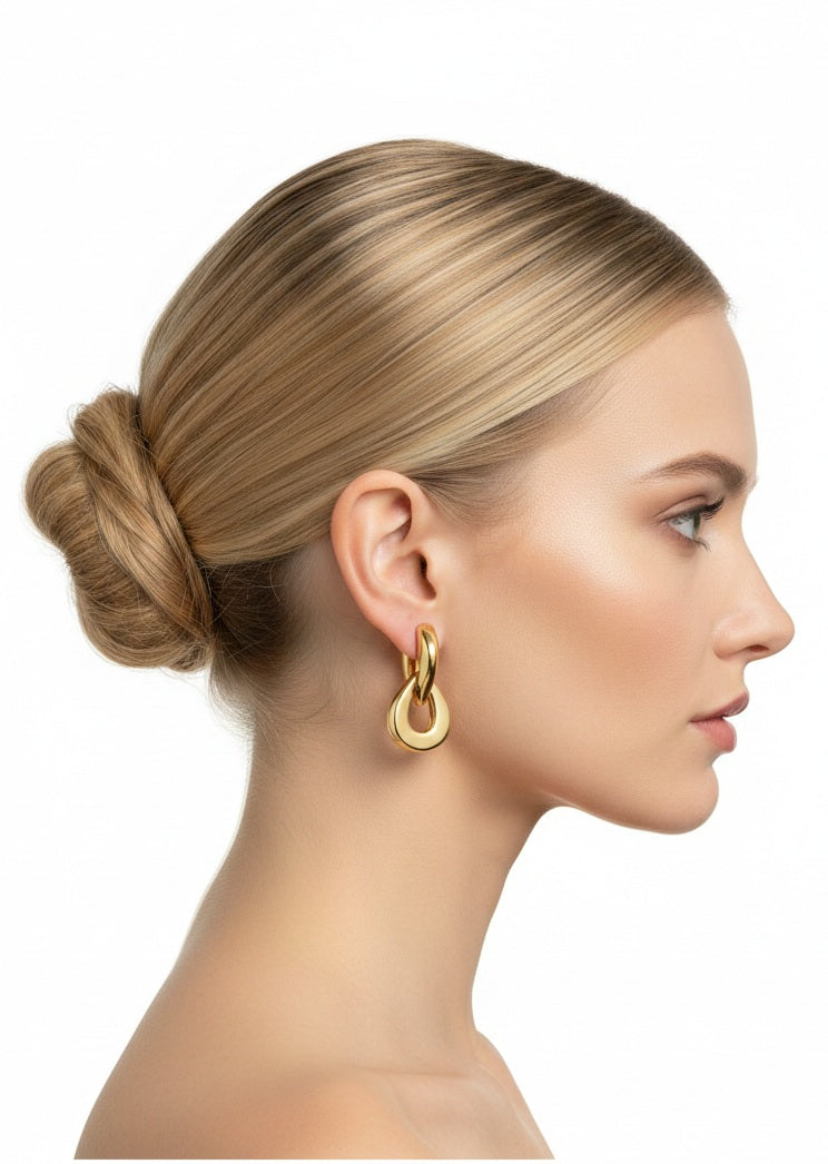 Geometric Drop Earrings — Electroplated Gold & Silver