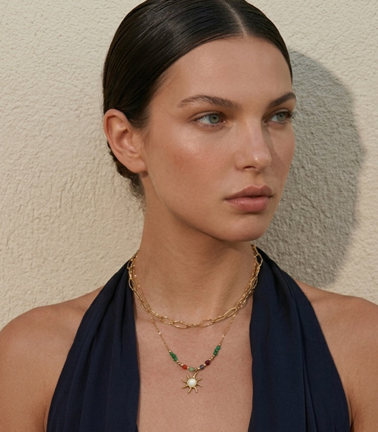 Minimalist Geometric Necklace 18K Gold Stainless Steel