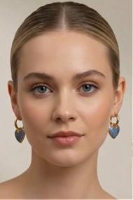 Colorful Zircon Heart Earrings – Crystal Diamond Studs for Women