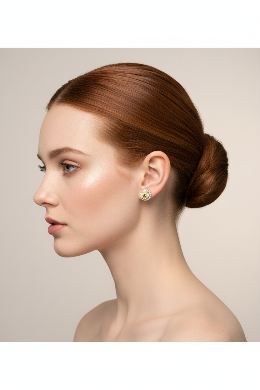 Halo Stud Earring – Redhead Model Updo Editorial Photo